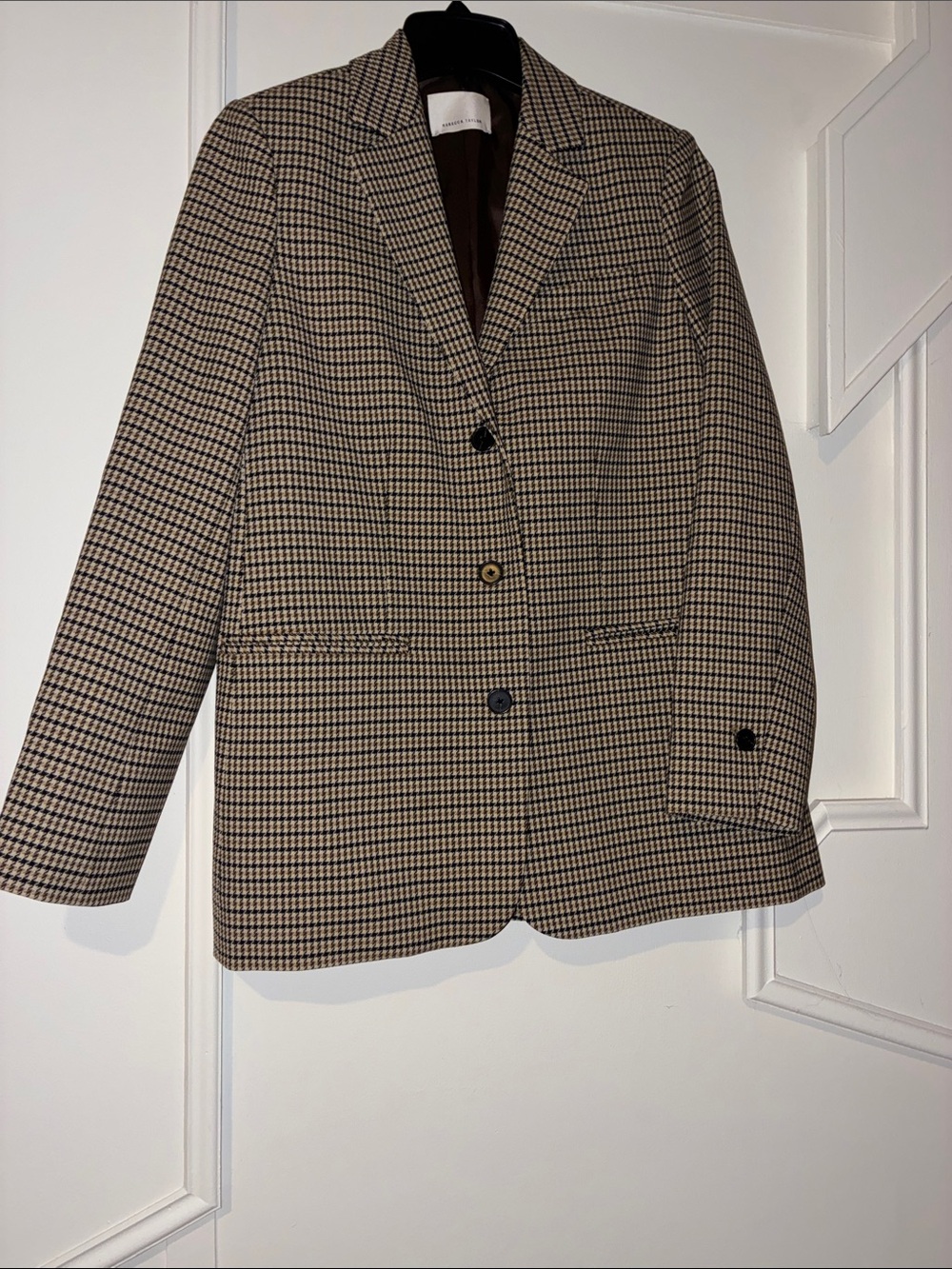 Rebecca Taylor boyfriend Houndstooth Blazer Jacket - Navy and Tan
